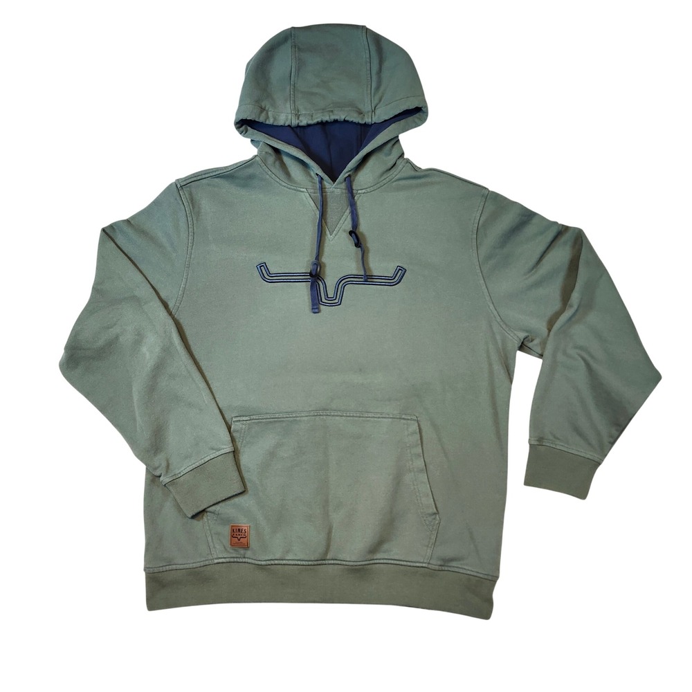 Kimes Ranch Hoodie Men XL‎ Green Excellent Embroidered Logo Fleece Pullover